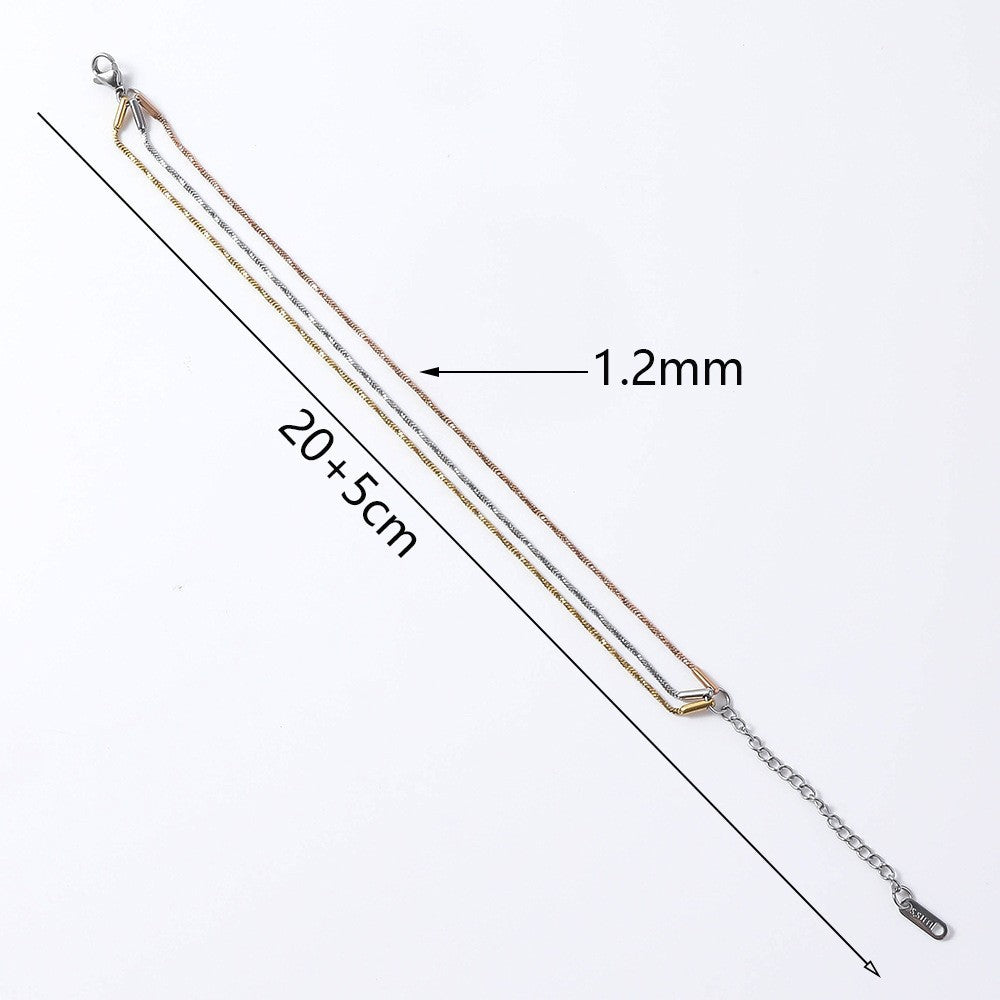 Stainless Steel Twisted Square Snake Bracelet Women's European and American Trend Fashion Furnace 18K Vacuum Electroplating Titanium Steel Snake Bone Chain Bracelet