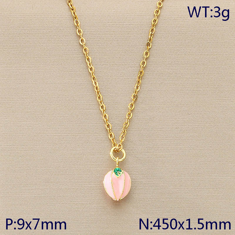 Mini Enamel Fruit Charm Gold Necklace