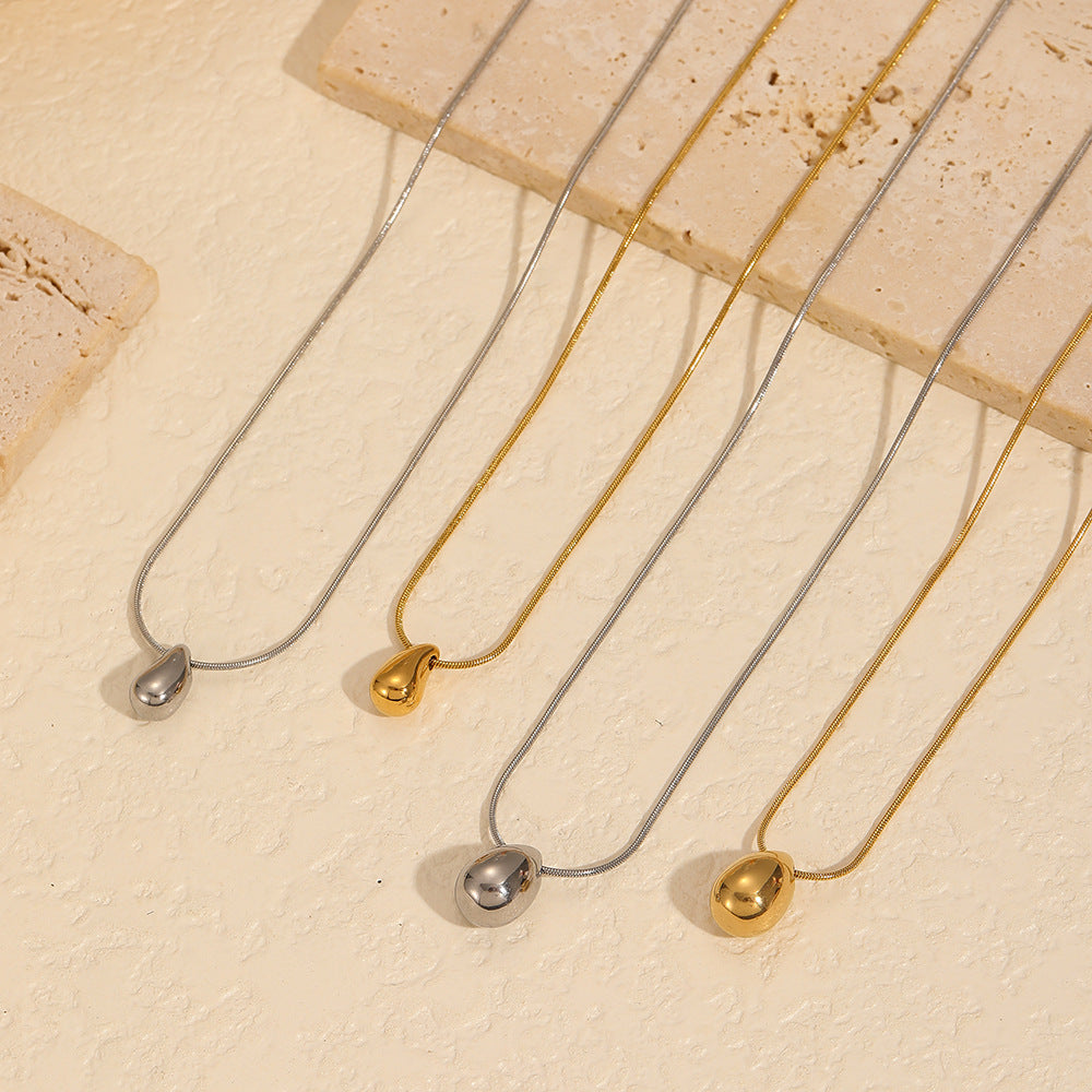 Cross-border European and American 18k gold water drop necklace, titanium steel does not fade, fashionable and simple versatile stainless steel collarbone chain necklace