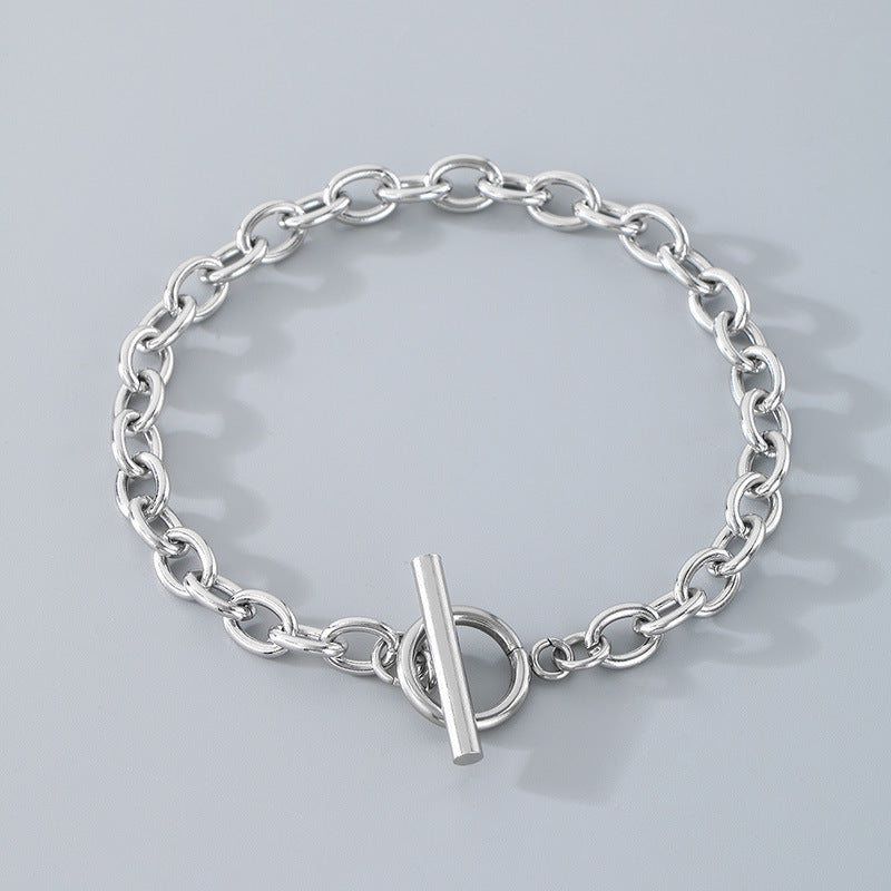 European and American fashion ins cold wind stainless steel OT buckle bracelet men and women trend couple simple O-chain necklace accessories