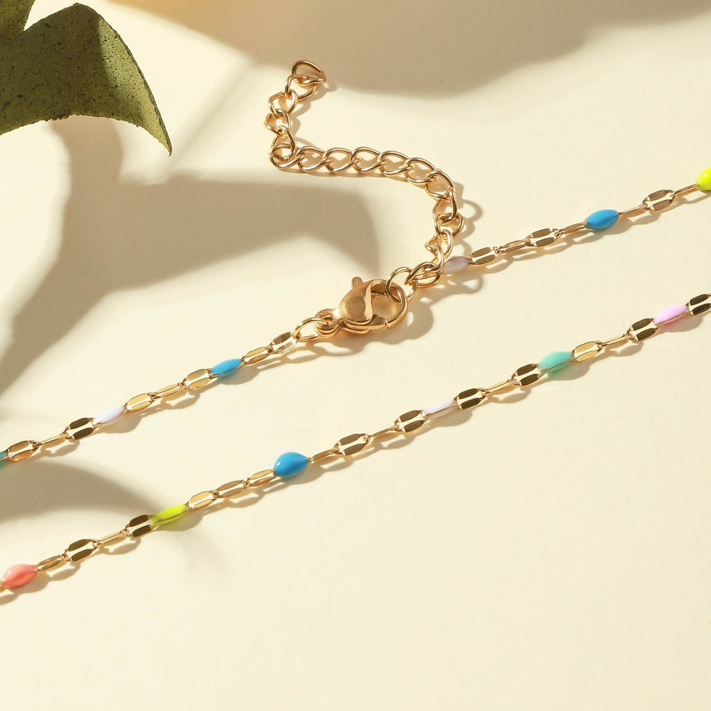 Cross-border hot-selling stainless steel lip dripping necklace, vacuum electroplating cross chain, titanium steel necklace jewelry chain