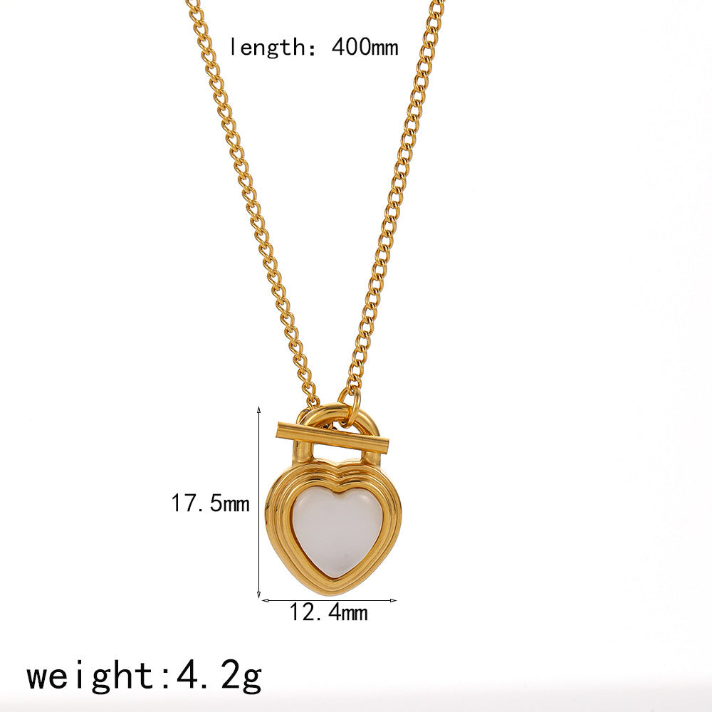 18k gold inlaid titanium steel opal niche collarbone chain stainless steel pendant INS wind necklace women's light luxury versatile