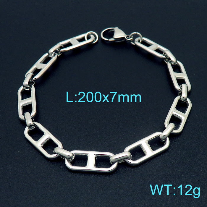 Cross-border trend stainless steel jewelry simple and versatile Japanese chain stainless steel bracelet necklace set jewelry jewelry