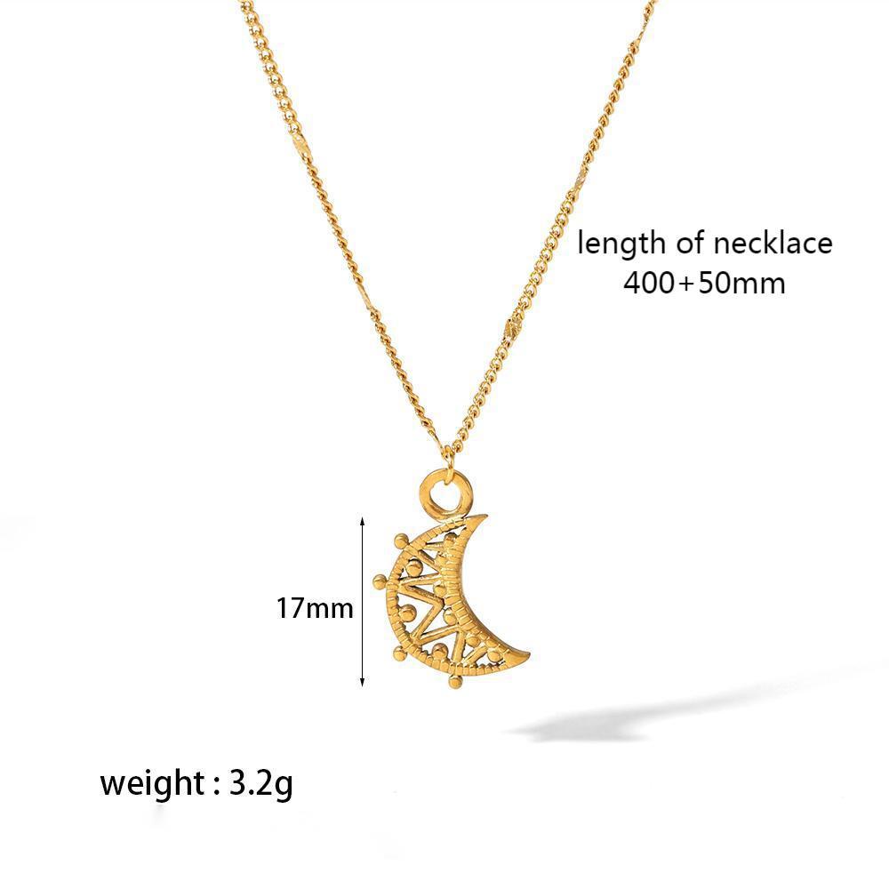 Cross-border hot-selling European and American INS style personalized moon key pendant 18K gold stainless steel fashion high-end necklace