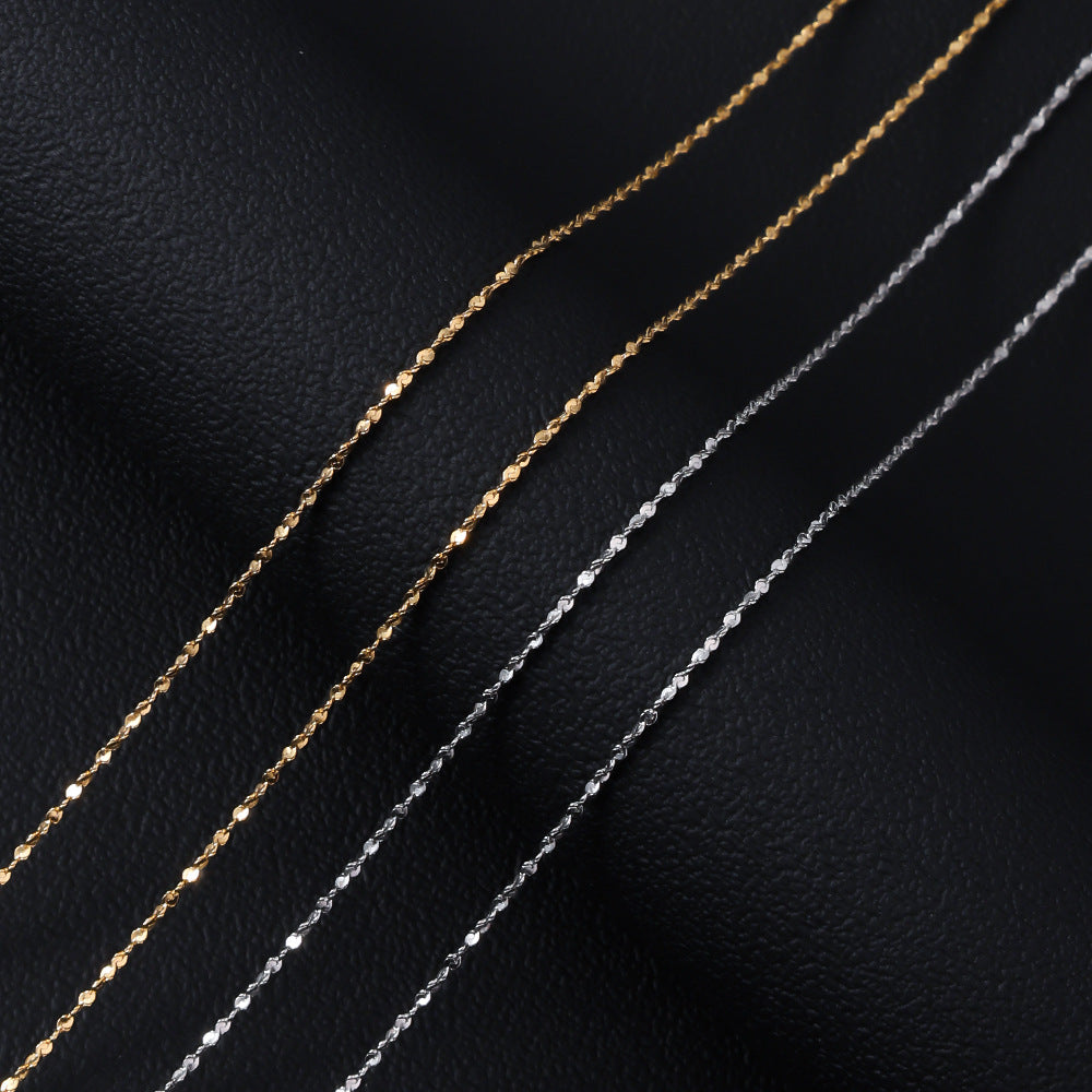 Cross-border stainless steel gypsy necklace women's 18K furnace real gold electroplating simple fashion jewelry men's plain chain wholesale