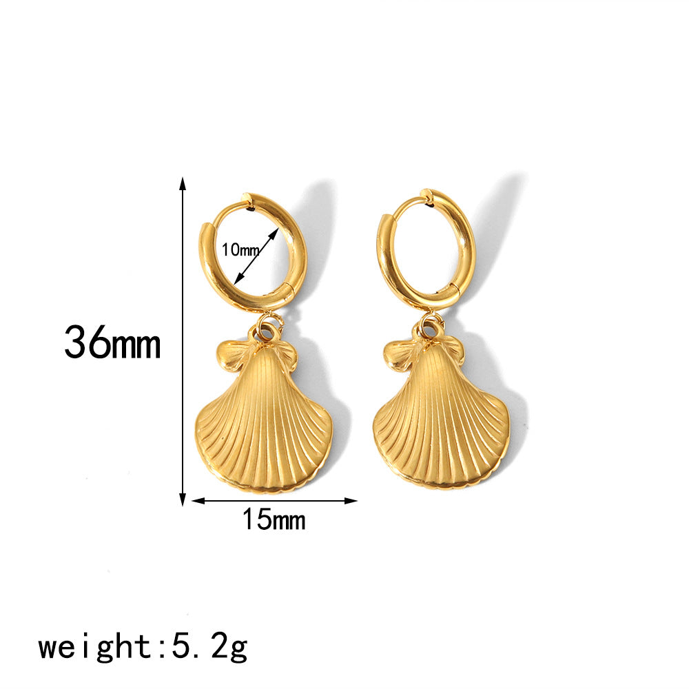 Stainless Steel Seashell Charm Necklace & Bracelet Set