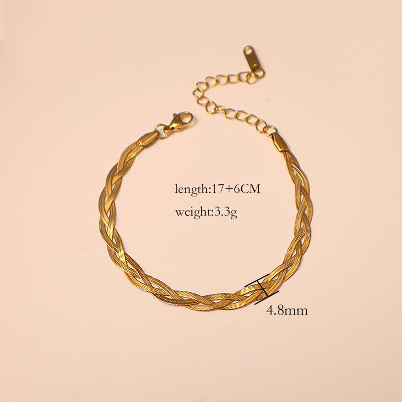 Amazon European and American Simple Vintage Men's and Women's Blade Chains Stainless Steel Twist Flat Snake Bone Chains Necklaces Bracelets Wholesale