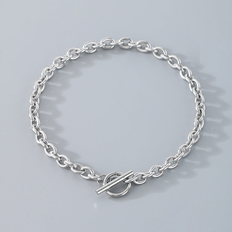 European and American fashion ins cold wind stainless steel OT buckle bracelet men and women trend couple simple O-chain necklace accessories