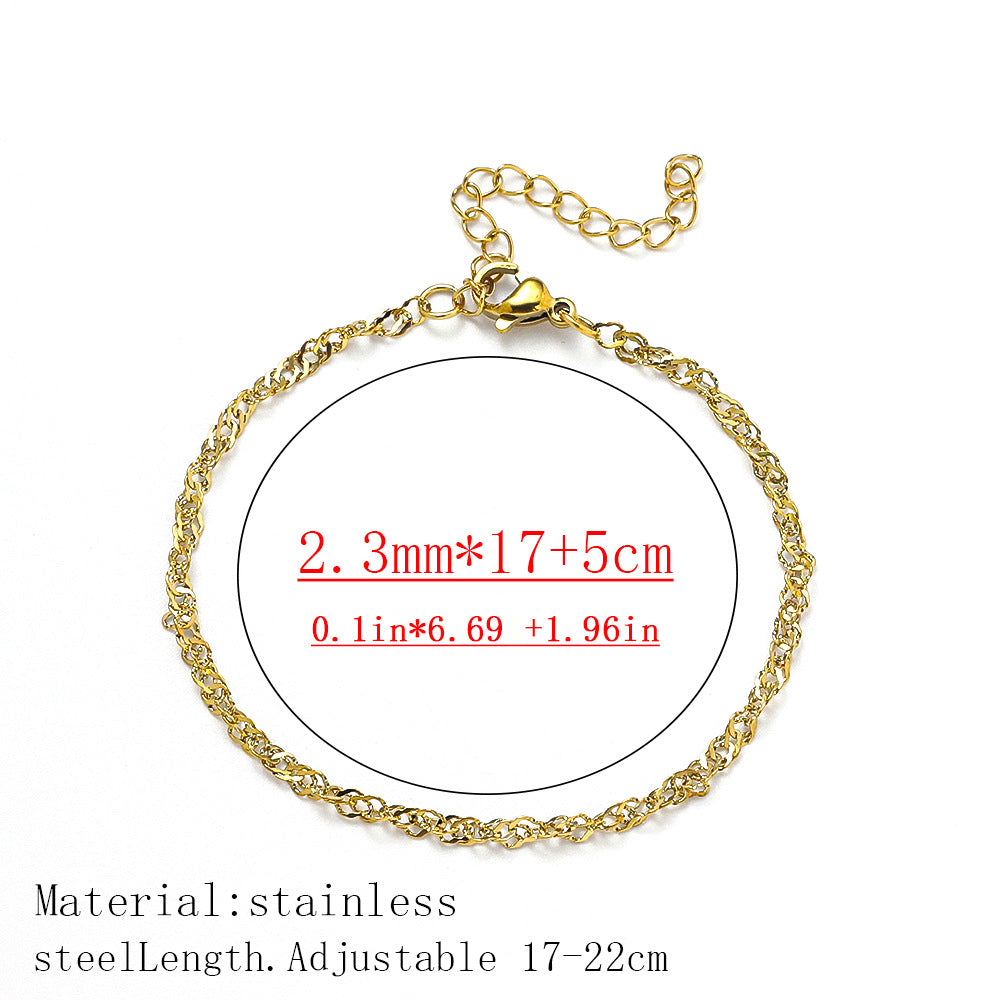 Cross-border women's fashion titanium steel bracelet European and American hot sale plated 18K real gold fashion versatile jewelry stainless steel bracelet