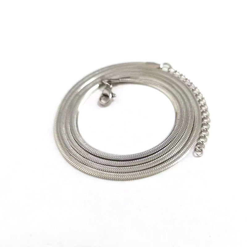 Cross-border hot-selling stainless steel push-tight snake chain necklace simple hip-hop personality collarbone necklace stainless steel snake bone chain