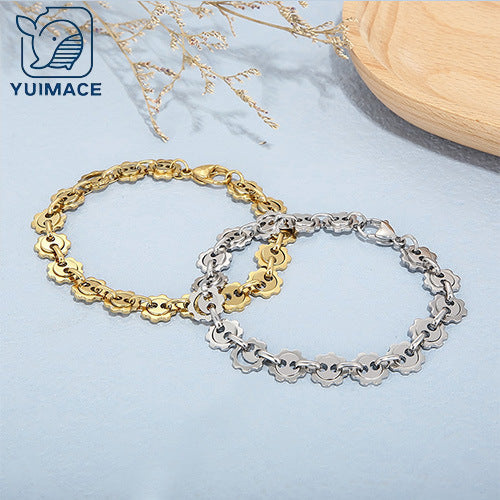 Titanium steel bracelet fashion creative personality sunflower machine gear ring buckle stainless steel bracelet hip-hop niche design sense
