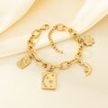 Gold Chunky Charm Chain Bracelet