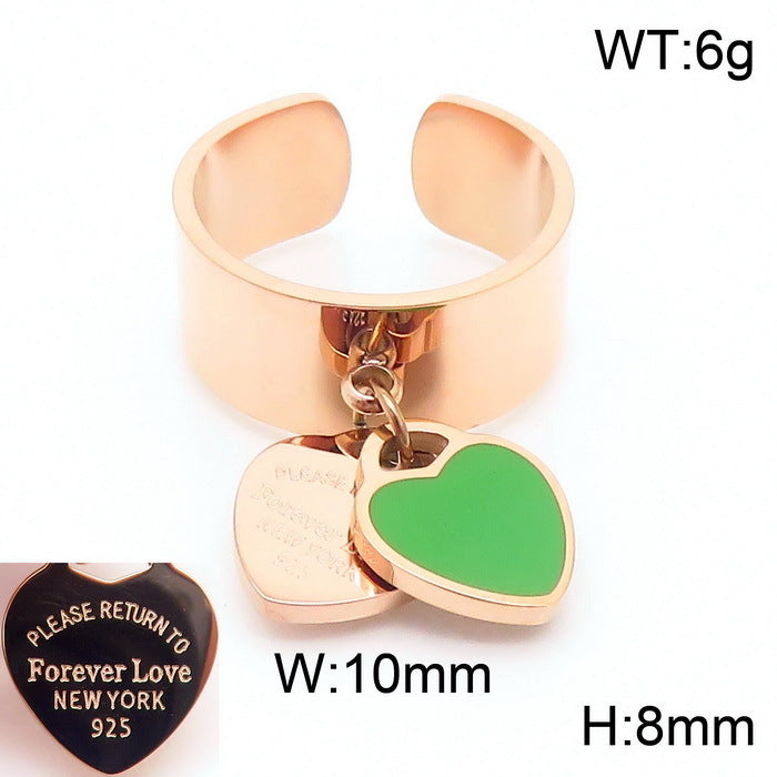 Gold Heart Charm Jewelry Set with Green Enamel Pendant