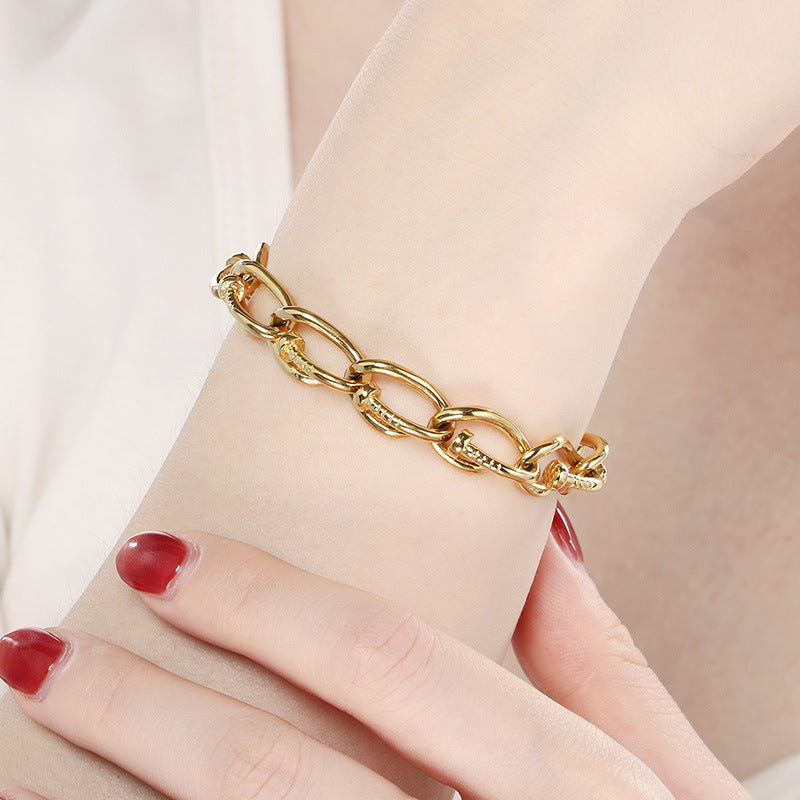 Gold & Silver Textured Link Bracelet