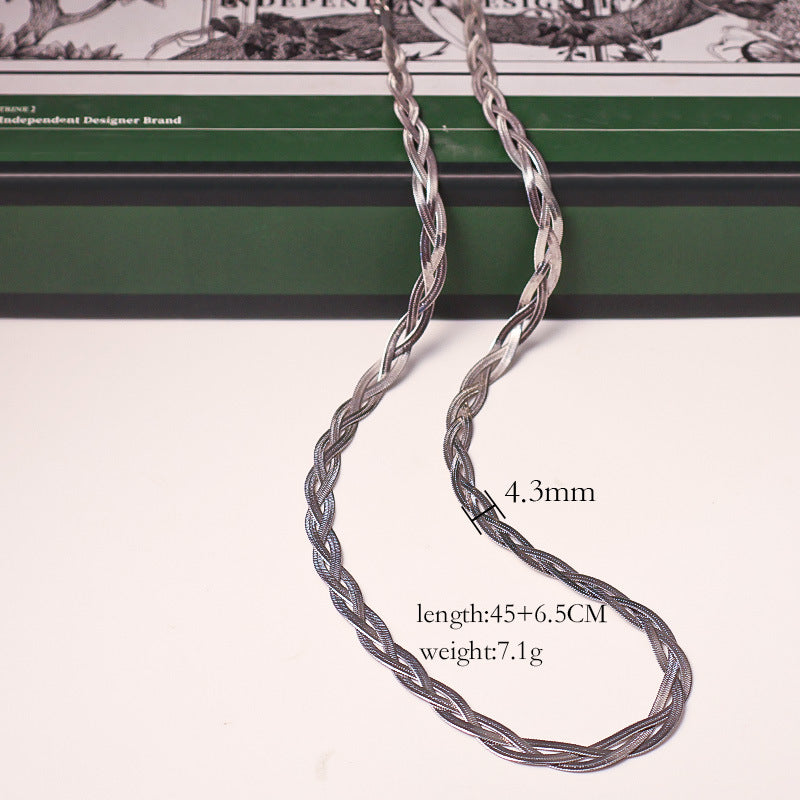 Amazon European and American Simple Vintage Men's and Women's Blade Chains Stainless Steel Twist Flat Snake Bone Chains Necklaces Bracelets Wholesale