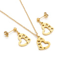 Stainless Steel Open Heart Necklace & Earrings Set