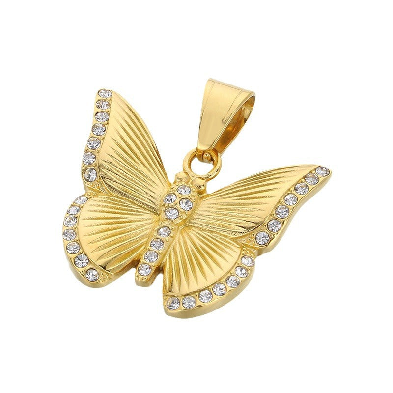 Butterfly Crystal Pendant Necklace – Gold / Silver