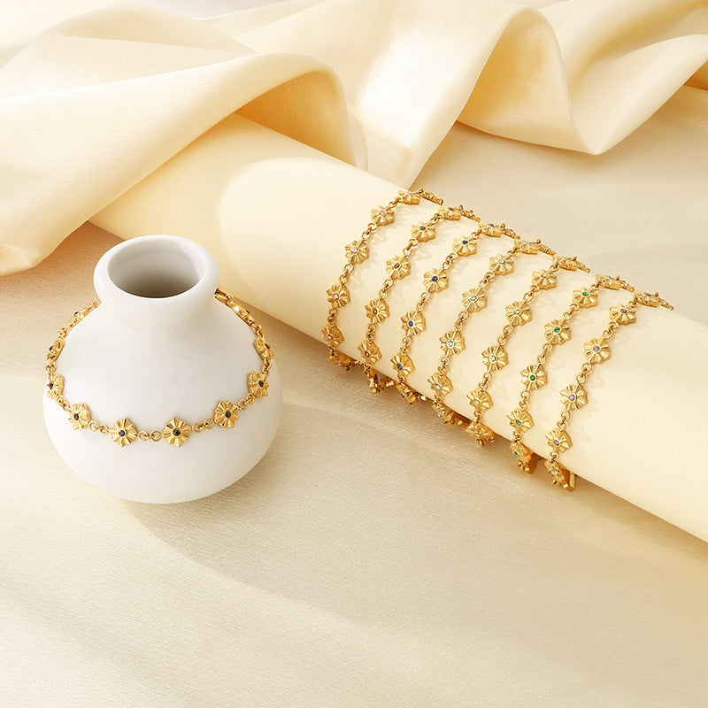 New simple design stainless steel twelve-color four-pointed star bracelet simple and high-end birthstone accessory accessories