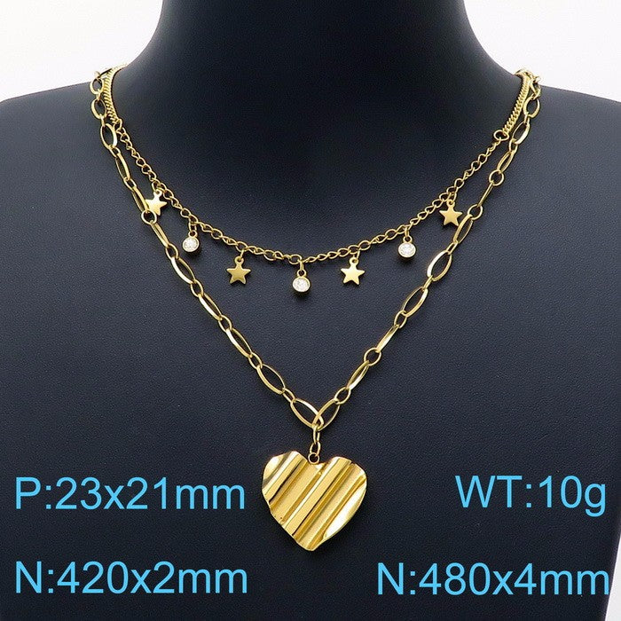 Gold & Pearl Heart Necklace