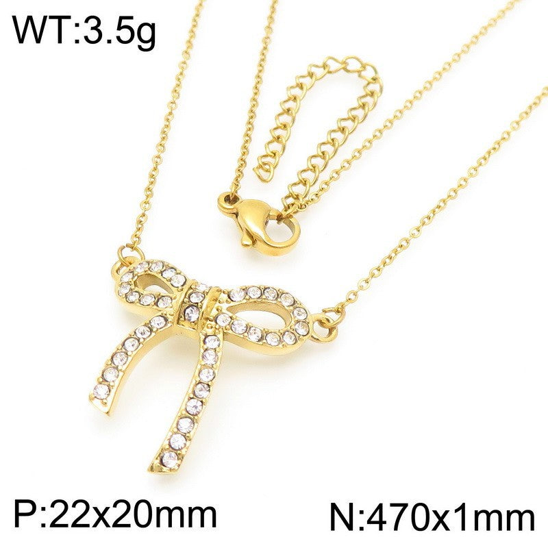 Crystal Bow Pendant Necklace