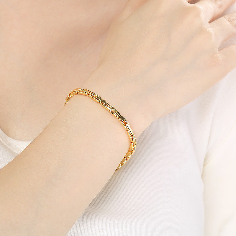 Stainless steel twisted rope chain niche neutral wind couple bracelet vacuum plated 18K gold chain jewelry men's and women's jewelry