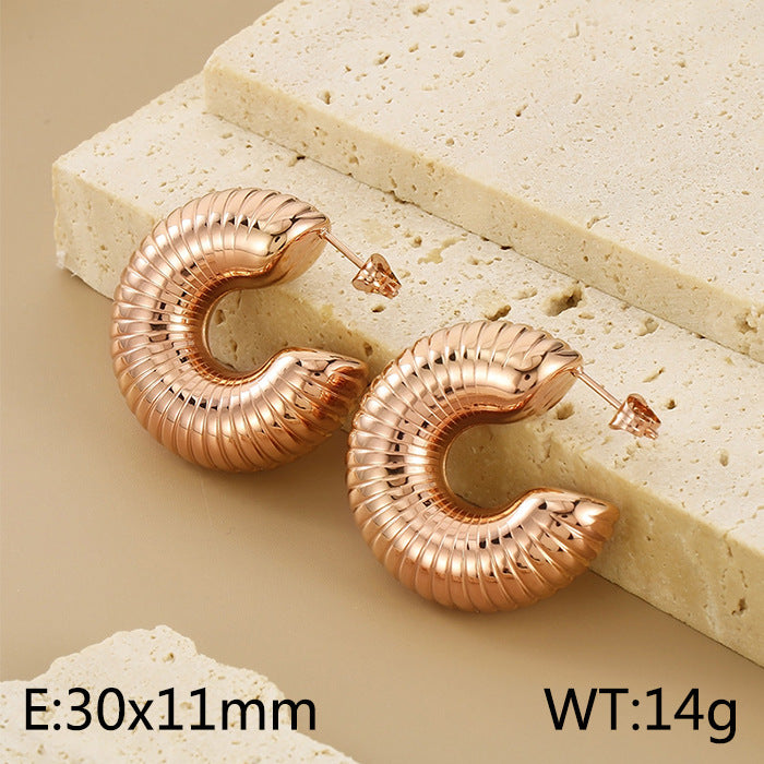 Stainless Steel C-shaped Hollow Earrings
