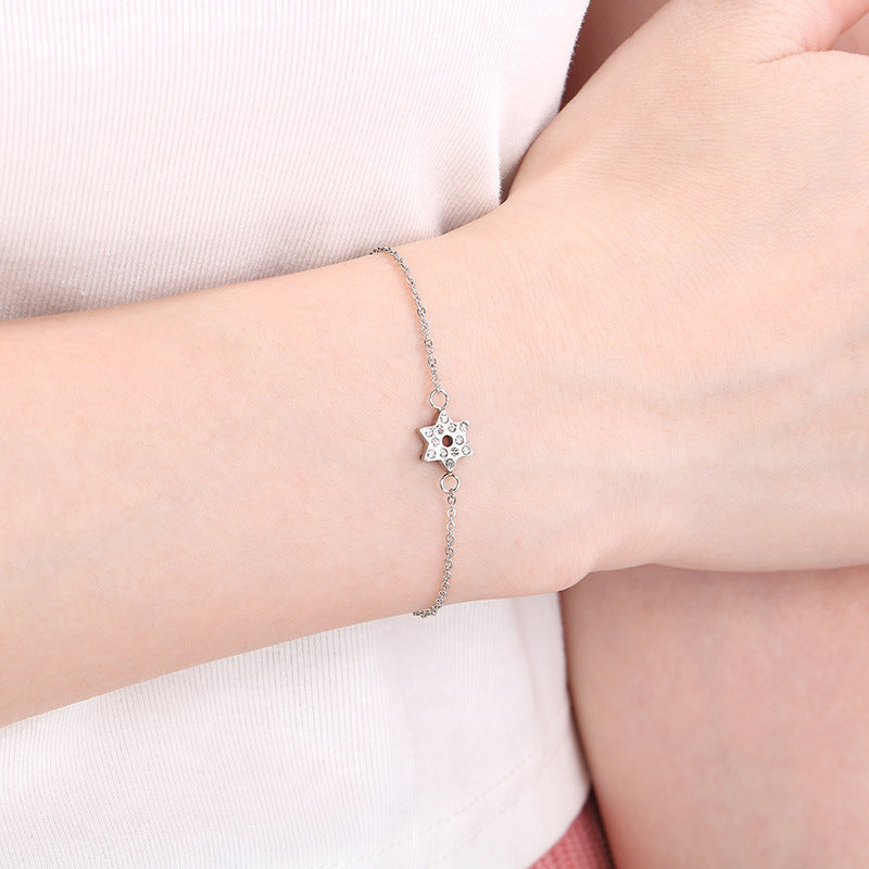 Korean version of fashion hexagram bracelet women's titanium steel palm point diamond lucky bracelet versatile small fresh bracelet women