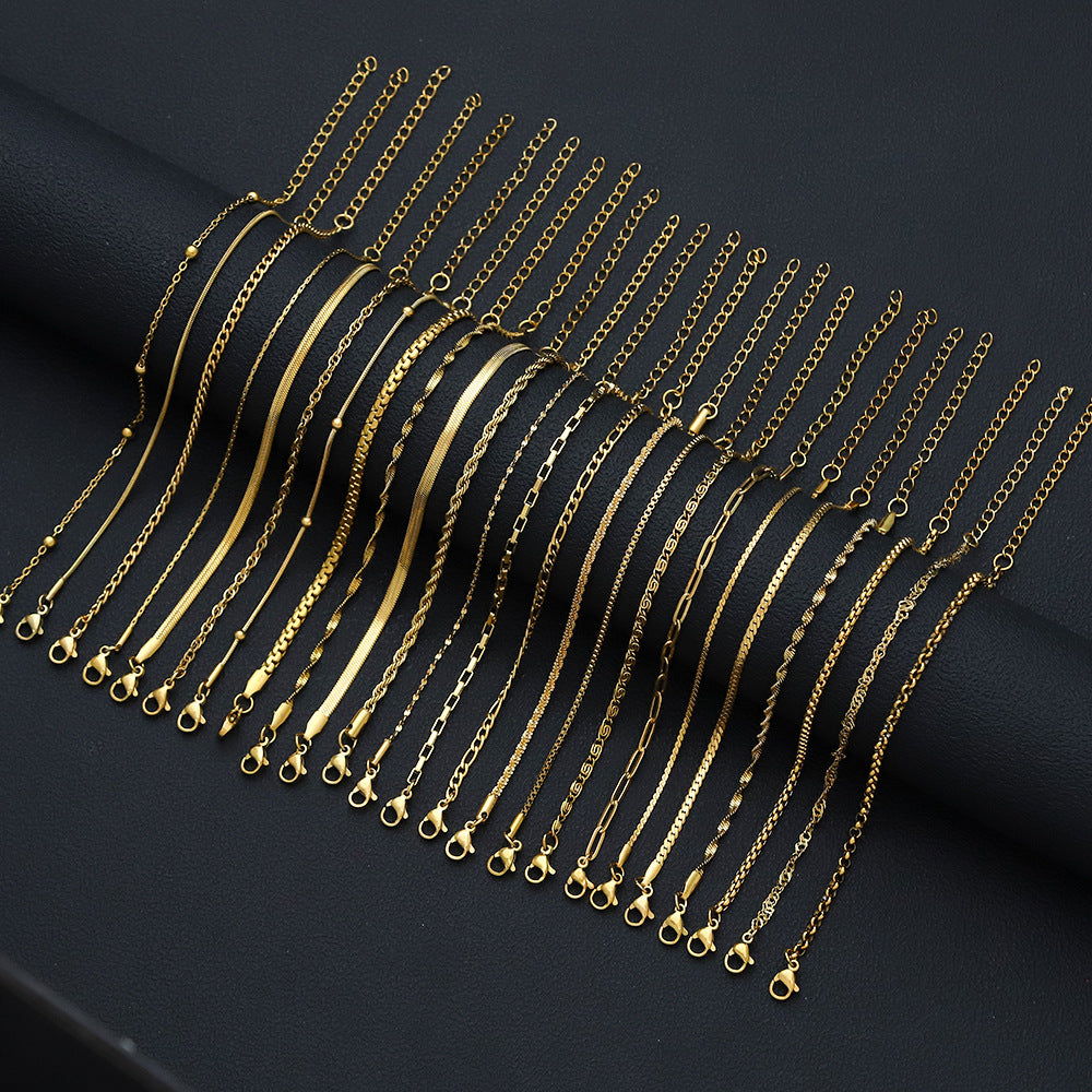 Cross-border women's fashion titanium steel bracelet European and American hot sale plated 18K real gold fashion versatile jewelry stainless steel bracelet