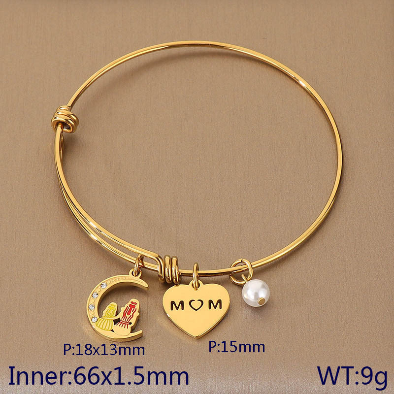 European and American cross-border family hand jewelry love retractable bracelet fashion creative stainless steel MOM Mother's Day gift
