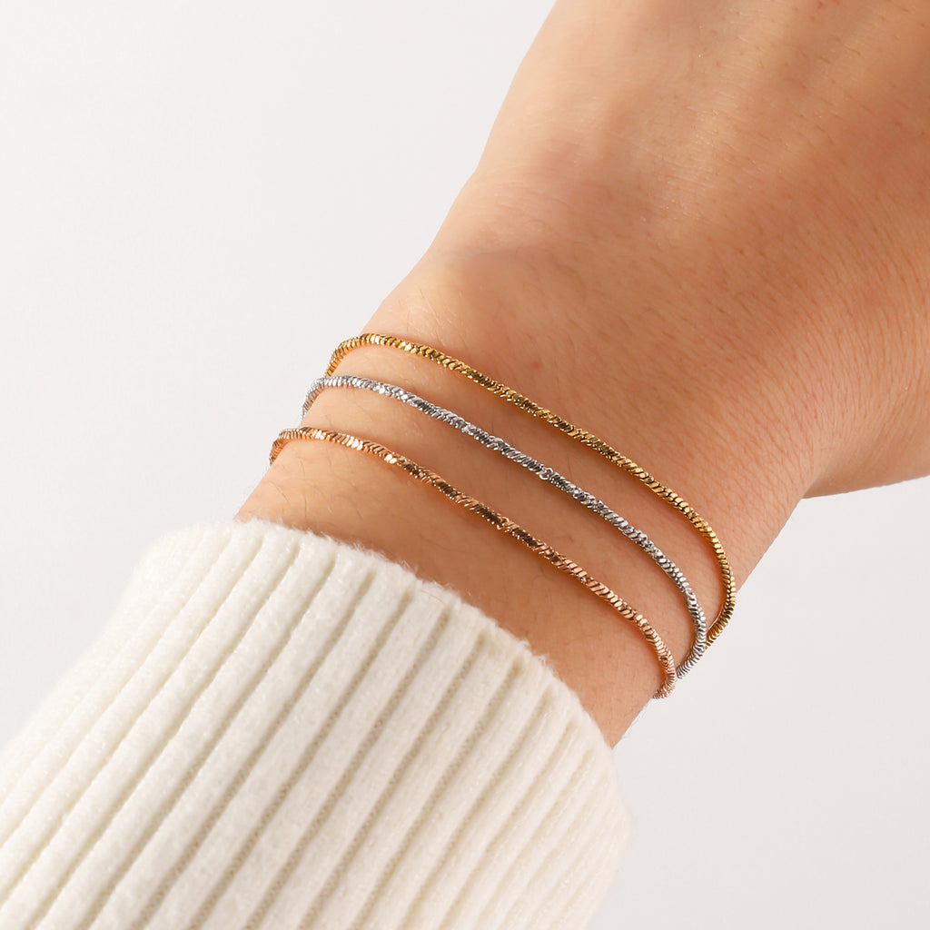 Stainless Steel Twisted Square Snake Bracelet Women's European and American Trend Fashion Furnace 18K Vacuum Electroplating Titanium Steel Snake Bone Chain Bracelet