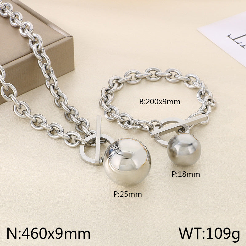 Minimal Toggle Chain Necklace with Pearl / Sphere Charm