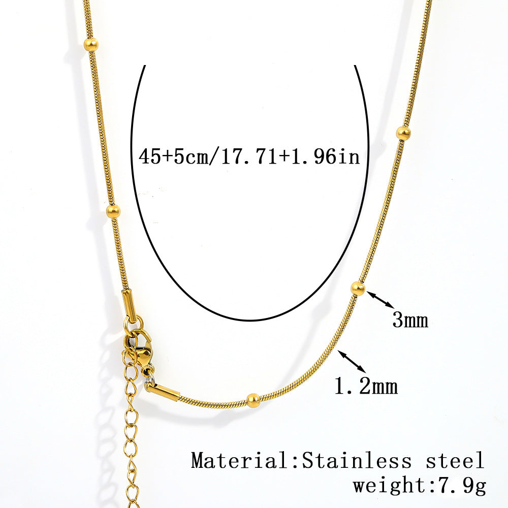 Cross-border stainless steel necklace, 18K real gold-plated snake bone chain fashion collarbone chain plain chain versatile women's titanium steel necklace