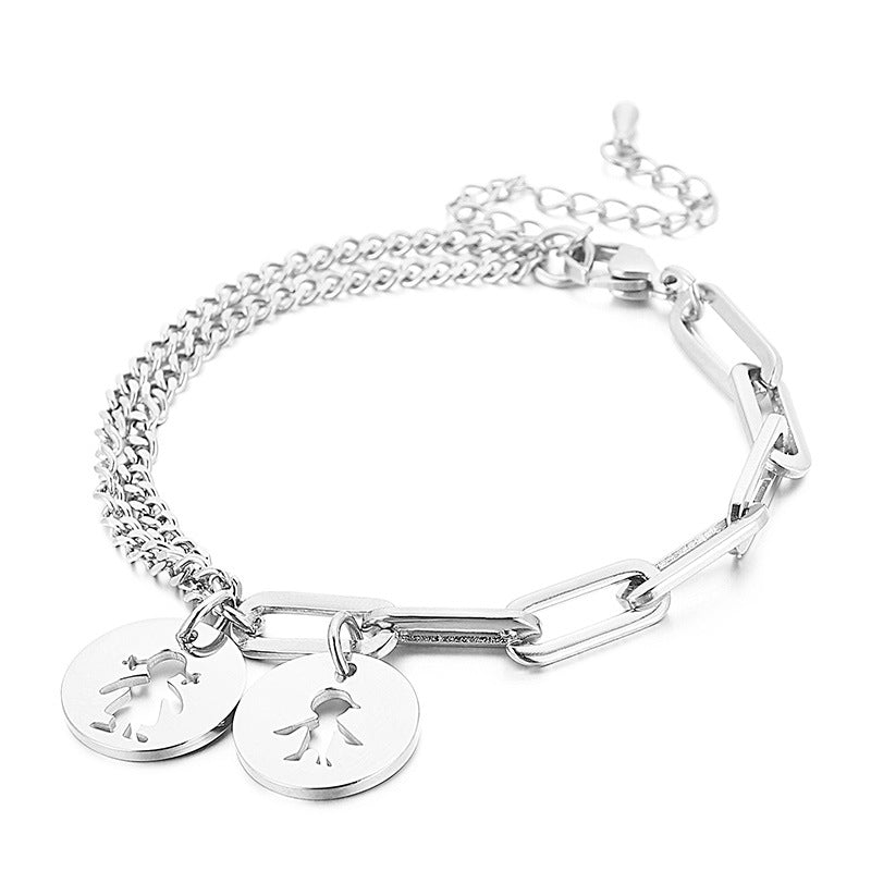 Boy & Girl Silhouette Layered Bracelet