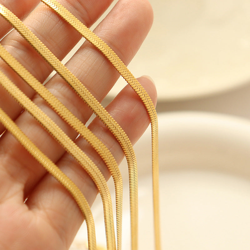 European and American ins blade chain personalized versatile titanium steel snake bone chain niche design Spice Girl necklace bracelet jewelry set