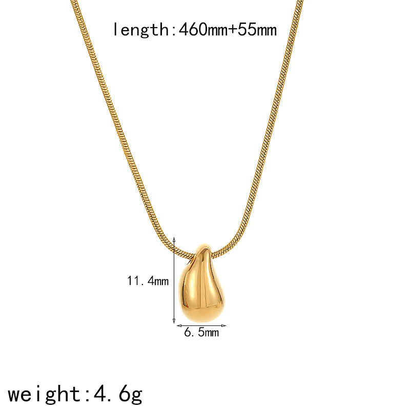 Cross-border European and American 18k gold water drop necklace, titanium steel does not fade, fashionable and simple versatile stainless steel collarbone chain necklace