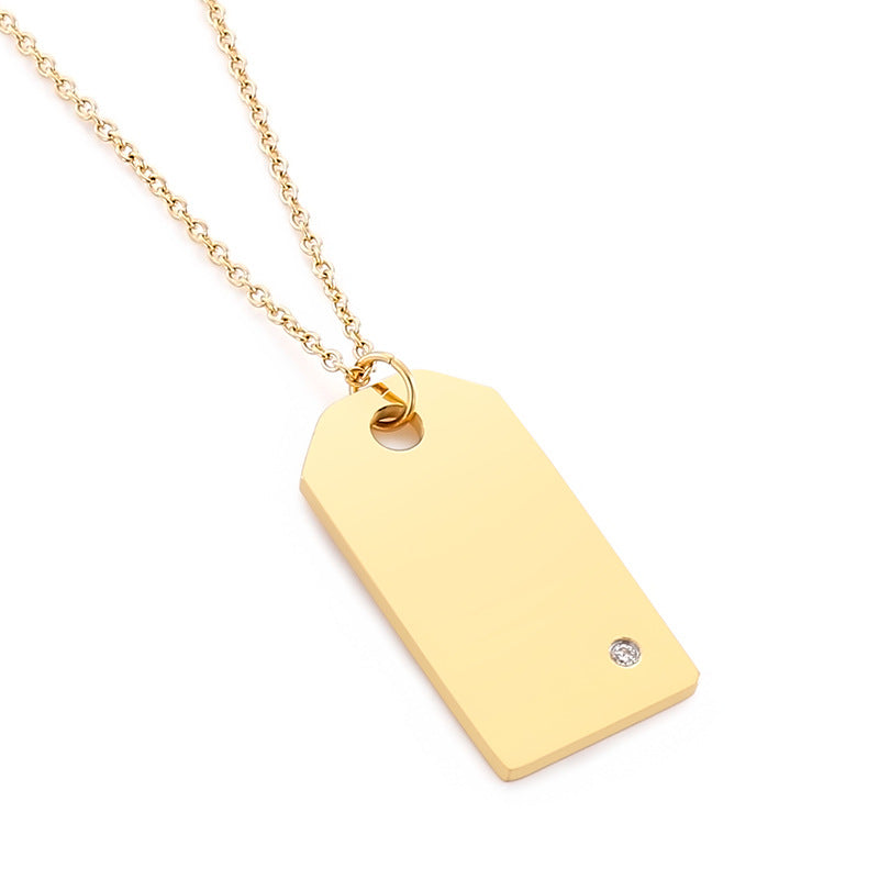 Minimal Tag Necklace – Modern Engraveable Pendant
