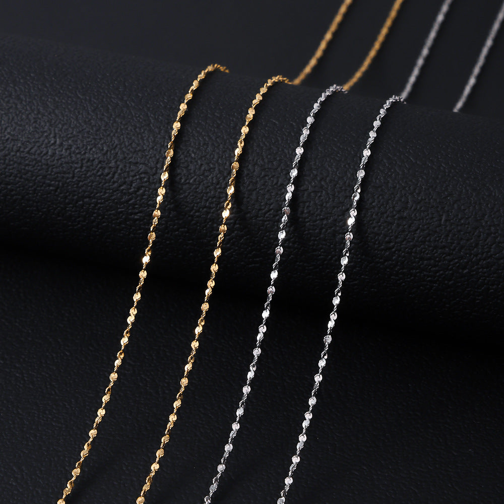 Cross-border stainless steel gypsy necklace women's 18K furnace real gold electroplating simple fashion jewelry men's plain chain wholesale