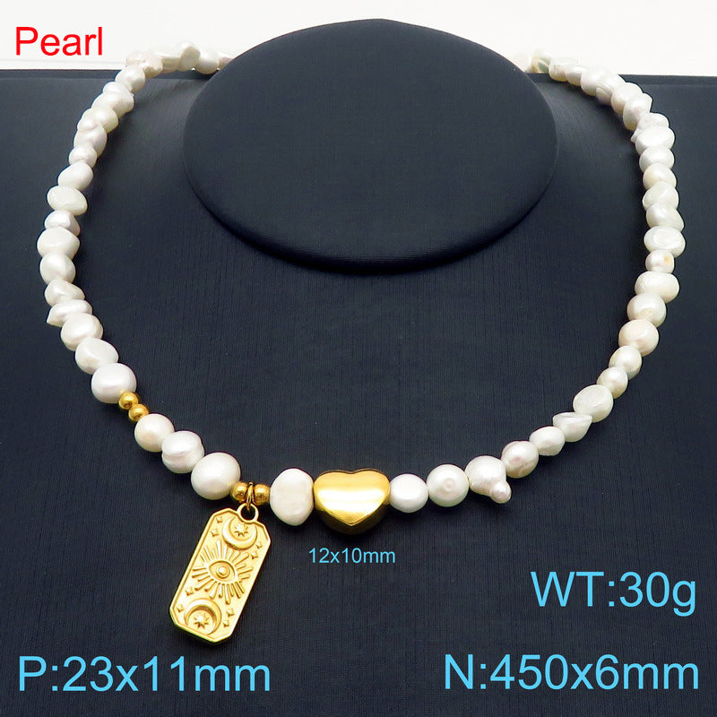 Stainless Steel Heart & Lucky Tag Pendant Jewelry Set