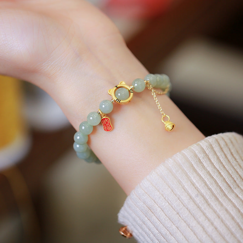 虎年和田玉手链串珠女士轻奢高级感国风文玩佛珠手饰手串