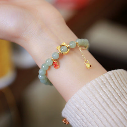 虎年和田玉手链串珠女士轻奢高级感国风文玩佛珠手饰手串