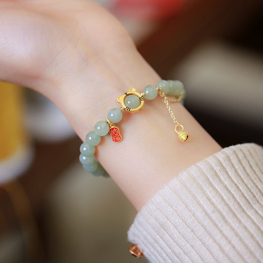 虎年和田玉手链串珠女士轻奢高级感国风文玩佛珠手饰手串