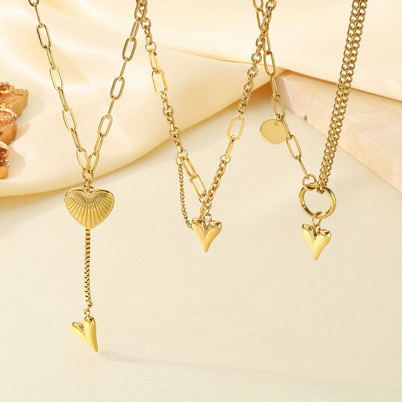 Multi-Chain Heart Pendant Necklace Collection