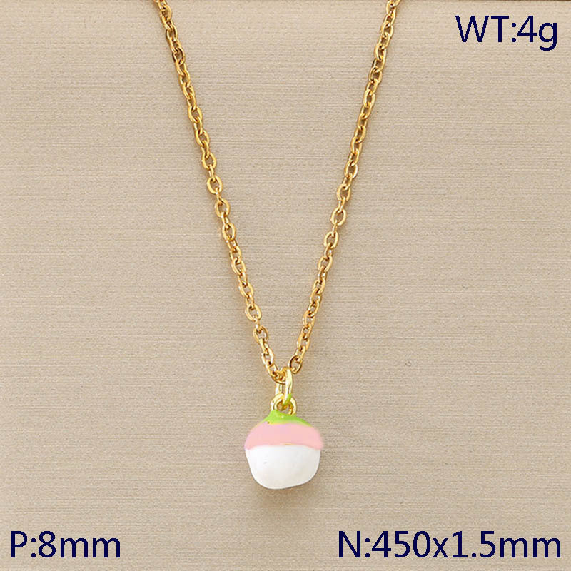 Mini Enamel Fruit Charm Gold Necklace