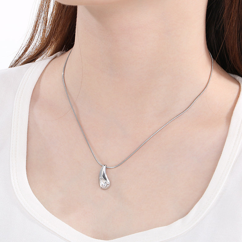 Stainless Steel Teardrop Pendant Necklace