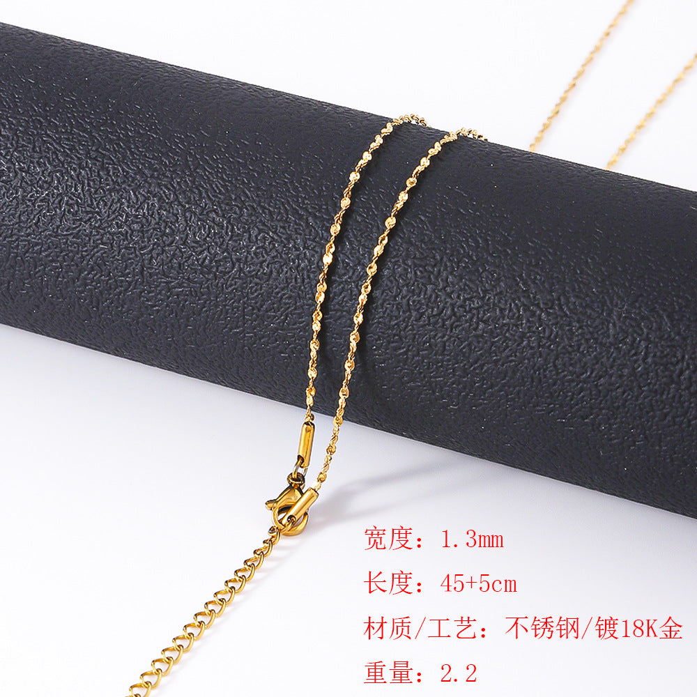 Cross-border stainless steel gypsy necklace women's 18K furnace real gold electroplating simple fashion jewelry men's plain chain wholesale
