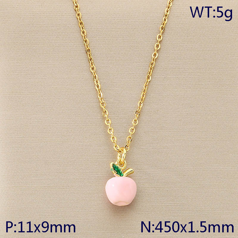 Mini Enamel Fruit Charm Gold Necklace