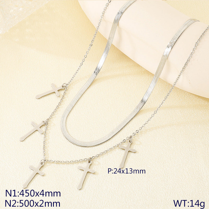 Layered Cross Chain Necklace