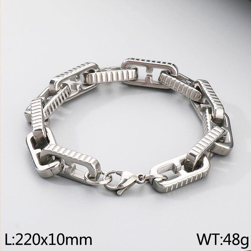 Fashion non-fading titanium steel stainless steel splicing Japanese character chain bracelet versatile trend titanium steel jewelry chain accessories