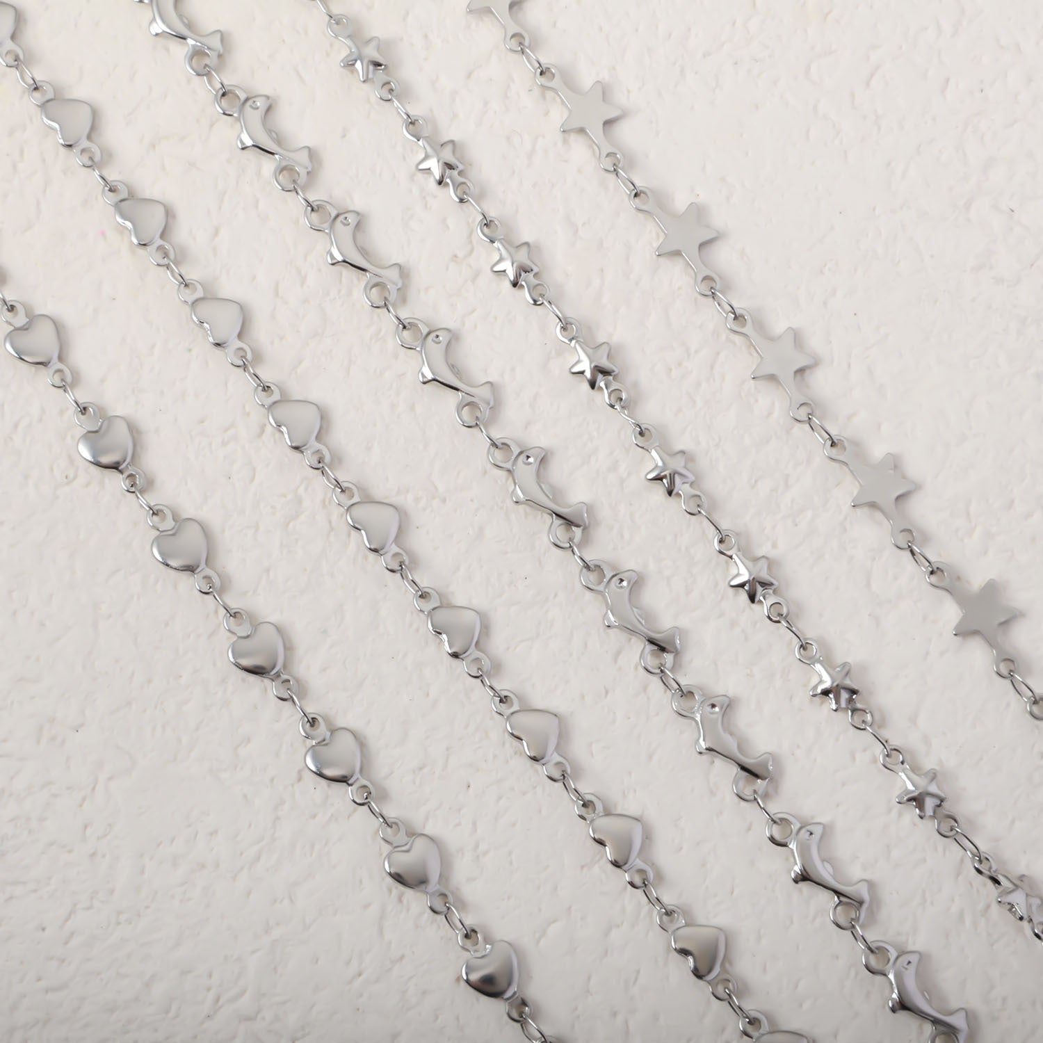 European and American cross-border stainless steel vacuum electroplating gold peach heart dolphin five-pointed star necklace handmade chain jewelry accessories wholesale