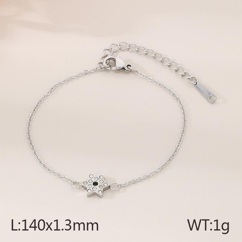 Korean version of fashion hexagram bracelet women's titanium steel palm point diamond lucky bracelet versatile small fresh bracelet women